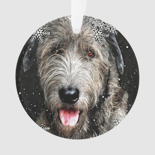 Ronde Ierse Wolfhound Kerstversiering Ornament (voorkant)