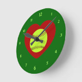 Ronde J'Aime Le Mur De Softball Horloge (Angle)