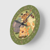 Ronde Jungle Safari Wall Horloge Ajouter un nom (Angle)