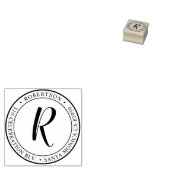 Ronde kalligrafie Monogram retouradres Rubberstempel (Gestempeld)