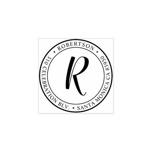 Ronde kalligrafie Monogram retouradres Rubberstempel (Afrduk)