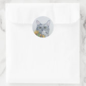 Ronde kat met zonnebloem sticker (Tas)