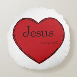 Ronde katoenen kussen met een hart