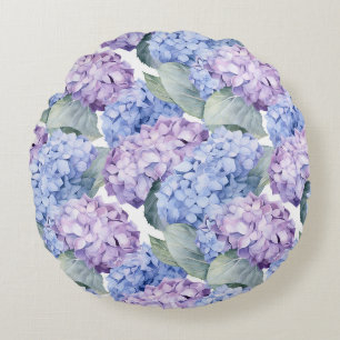 Ronde katoenen sierkussen met bloemenprint rond kussen