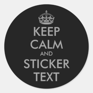 Ronde KeepCalm-Stickers in grijs   personaliseerba Sticker