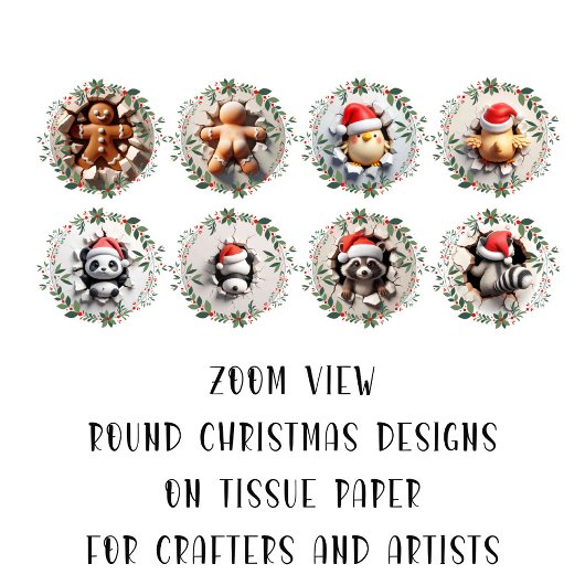 Ronde Kerst Afbeelding DIY Decoupage Ornament Craf Tissuepapier