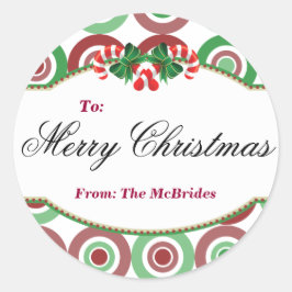Ronde Kerst Candy Cane cadeau label Sticker