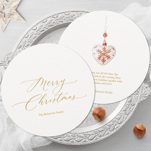 Ronde kerst Kaart met gouden script