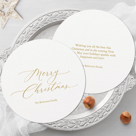 Ronde kerst Kaart met gouden script