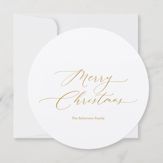 Ronde kerst Kaart met gouden script (Voorkant)