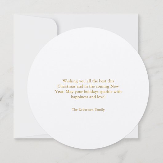 Ronde kerst Kaart met gouden script (Achterkant)