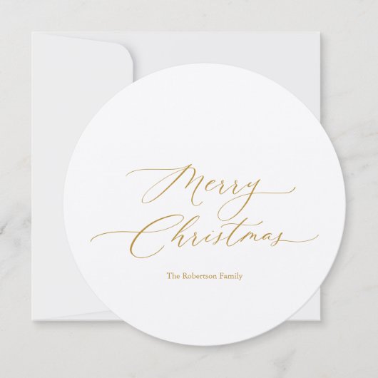 Ronde kerst Kaart met gouden script (Voorkant)