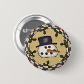 Ronde kerstButton - Snowman Face Button 5,7 Cm (Voorkant /achterkant)