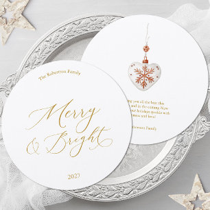 Ronde kerstkaart met gouden schrift kaart