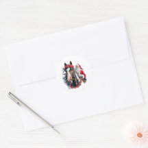 Ronde Kerststickers Sint op een schimmel