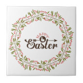 Ronde kleurrijke krans met bruin konijntje tegeltje (Voorkant)