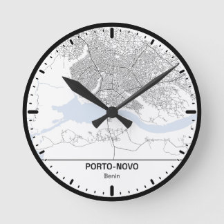 Ronde klok Porto-Novo Clock City Line Art