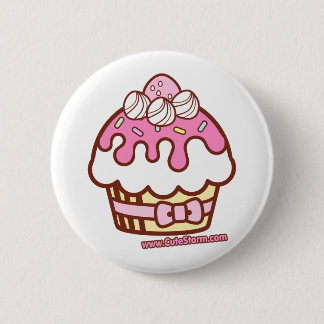 Ronde knop van de cupcake in wit button 5,7 cm