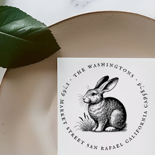 Ronde Konijn Familienaam Retour Adres Rubberstempel