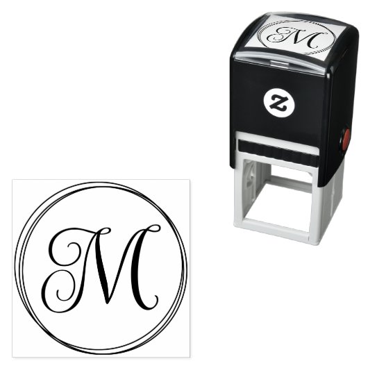Ronde Kringloop Script Monogram Zelfinktende Stempel (In situ)
