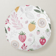 Ronde kussen met aardbei citrus fruit motief