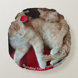 Ronde kussen met kattenfoto