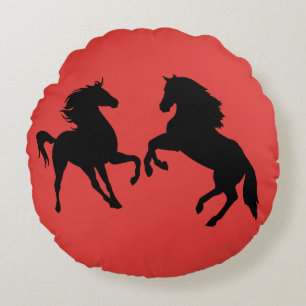 Ronde kussen met paardenpaar