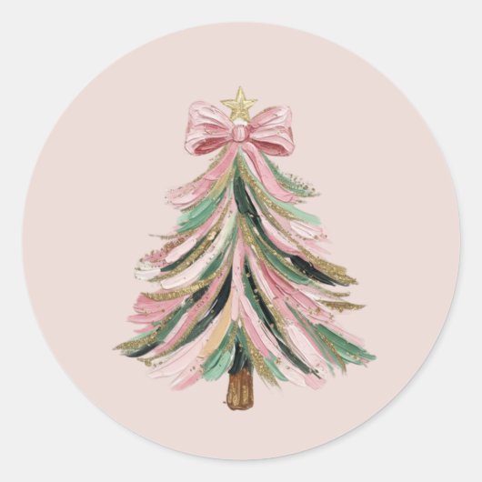 Ronde Kwaststreek Kerstboom Sticker (Voorkant)