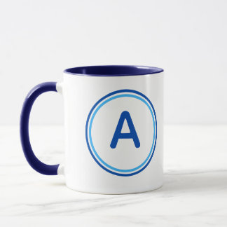 Ronde Letter Alfabet Blauw Cirkel Ontwerp Mok