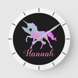 Ronde Licorne Colorée Petite Horloge