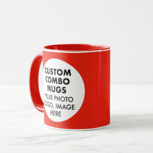Ronde lijst 2 x foto logo rood aangepaste combinat mok