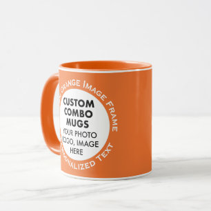 Ronde lijst 2 x foto + tekst oranje aangepaste com mok