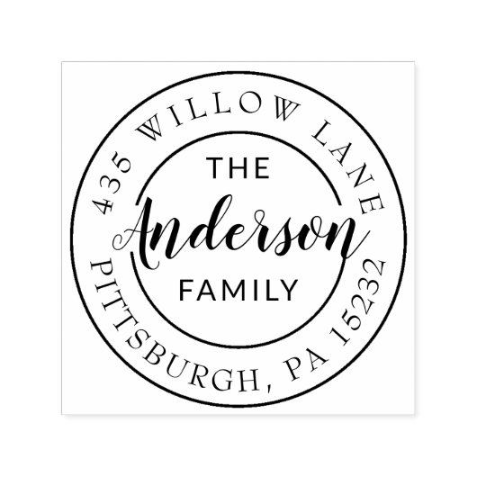 Ronde logo familienaam zelf inking stempel (Design)