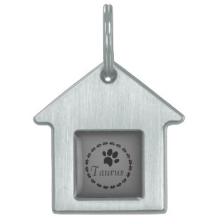 Ronde logo naam huisdier ID Tag met pootafdruk Huisdieren Naamplaatje