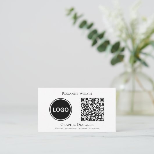 Ronde Logo QR code Bedrijf Minimal Visitekaartje (Staand voorkant)