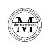 Ronde Logo Serif Monogram & Naam Retouradres Rubberstempel (Afrduk)