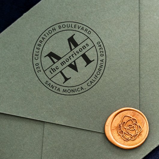 Ronde Logo Serif Monogram & Naam Retouradres Rubberstempel