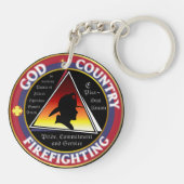 Ronde Logo van Red White Blue God Sleutelhanger (Achterkant)