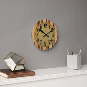 Ronde Look en bois et Vintage face 2 mural Horloge