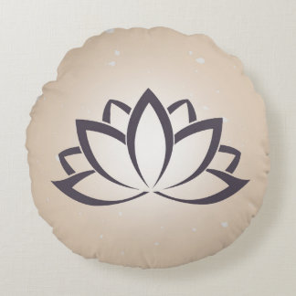 Ronde Lotus Symbool Sierkussen Zwart en Tan Rond Kussen