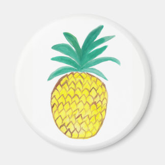 Ronde Magneet met Waterverf Schilderij Ananas.