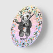 Ronde Maman Panda ours Amour horloge (Angle)
