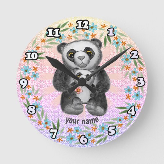 Ronde Maman Panda ours Amour horloge (Recto)