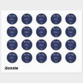 Ronde marineblauwe trouwstickers met harten ronde sticker (Vel)
