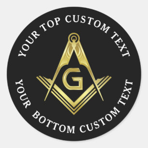 Ronde-Masonic-stickers Zwarte goudpierkompas Ronde Sticker