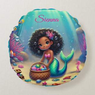 Ronde Mermazing Zwart/Gemengde Erfgoed Sierkussen Rond Kussen