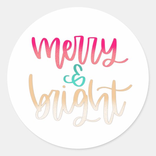 Ronde Merry & Bright Stickers (Voorkant)