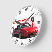 Ronde Miata MX-5 d'un rouge ardent, horloge (Angle)