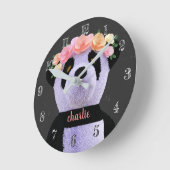 Ronde Mignon ours panda horloge rustique noir et blanc (Angle)