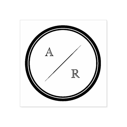 Ronde Minimalistische Initialen Monogram Rubber St Rubberstempel (Afrduk)